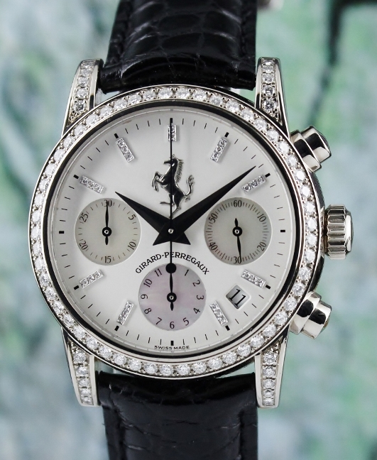 (image for) GIRARD PERREGAUX 18K WHITE GOLD CHRONOGRAPH DIAMOND WATCH / REF 8022
